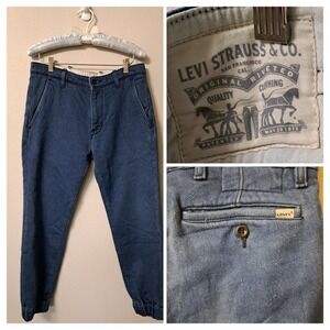 Levi Strauss & Co Mens Knit Jogger Pants Indigo Blue Tapered Size 32x27